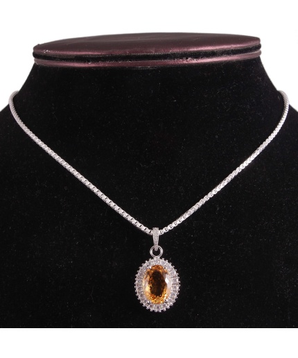 Natural Citrine Pendant, Engagement Pendent, Citrine Pendent, Woman Pendant, Pendant Necklace, Luxury Pendent, Oval Stone Pendent | Save 33% - Rajasthan Living