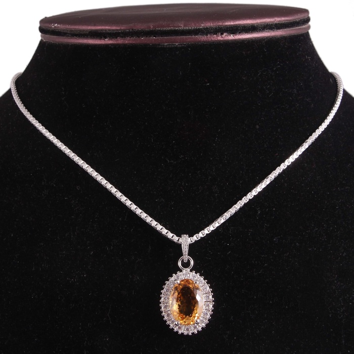 Natural Citrine Pendant, Engagement Pendent, Citrine Pendent, Woman Pendant, Pendant Necklace, Luxury Pendent, Oval Stone Pendent | Save 33% - Rajasthan Living 5