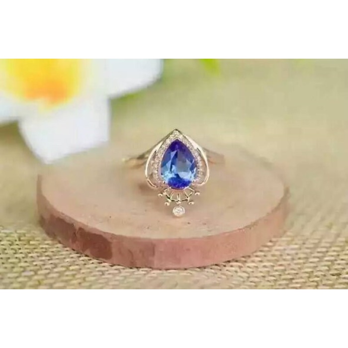 Natural Tanzanite Ring,925 Sterling Sliver,Engagement Ring,Wedding Ring, luxury Ring, soliture Ring, Pear cut Ring | Save 33% - Rajasthan Living 8