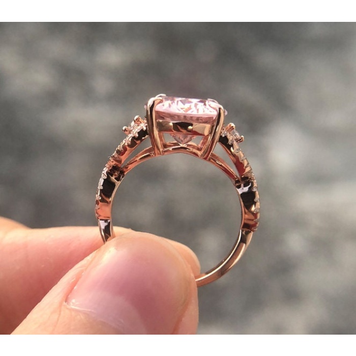 Lab Morganite Woman Ring, Morganite Ring, 925 Sterling Silver Statement Ring, Engagement and Wedding Ring, Luxury Ring, Oval Cut Ring | Save 33% - Rajasthan Living 10