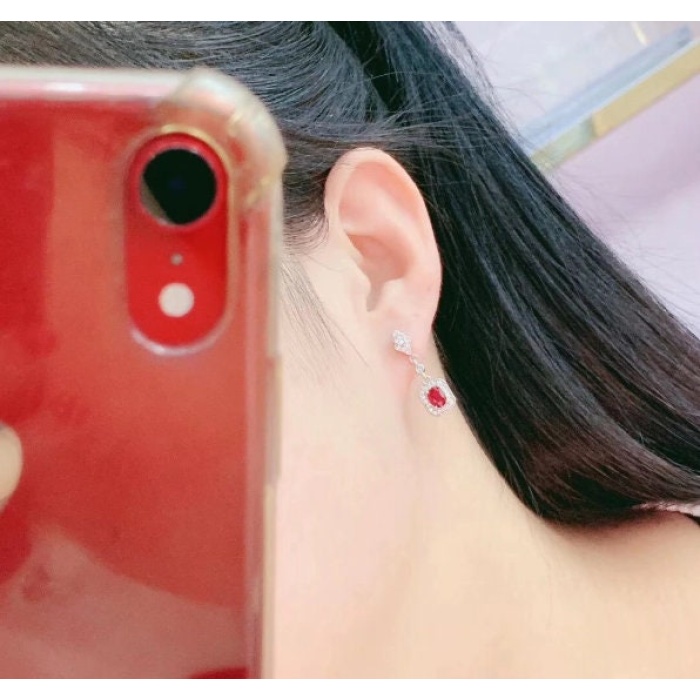 Natural Ruby Drop Earrings, 925 Sterling Silver, Ruby Earrings, Ruby Silver Earrings, Ruby Luxury Earrings, Oval Cut Stone Earrings | Save 33% - Rajasthan Living 7