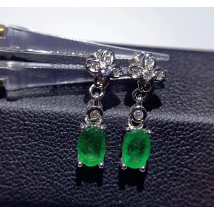 Natural Emerald Drop Earrings, 925 Sterling Silver, Emerald Drop Earrings, Emerald Silver Earrings, Luxury Earring, Oval Cut Stone Earrings | Save 33% - Rajasthan Living 9