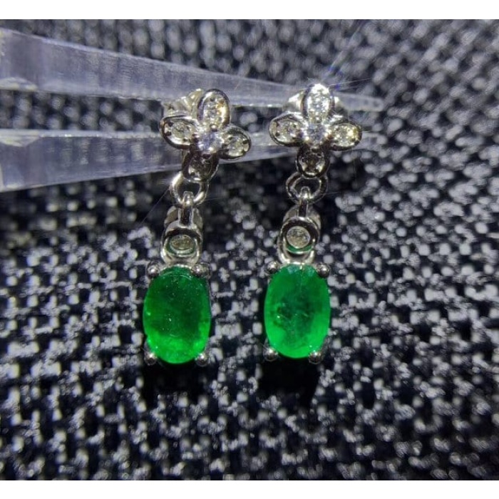 Natural Emerald Drop Earrings, 925 Sterling Silver, Emerald Drop Earrings, Emerald Silver Earrings, Luxury Earring, Oval Cut Stone Earrings | Save 33% - Rajasthan Living 10