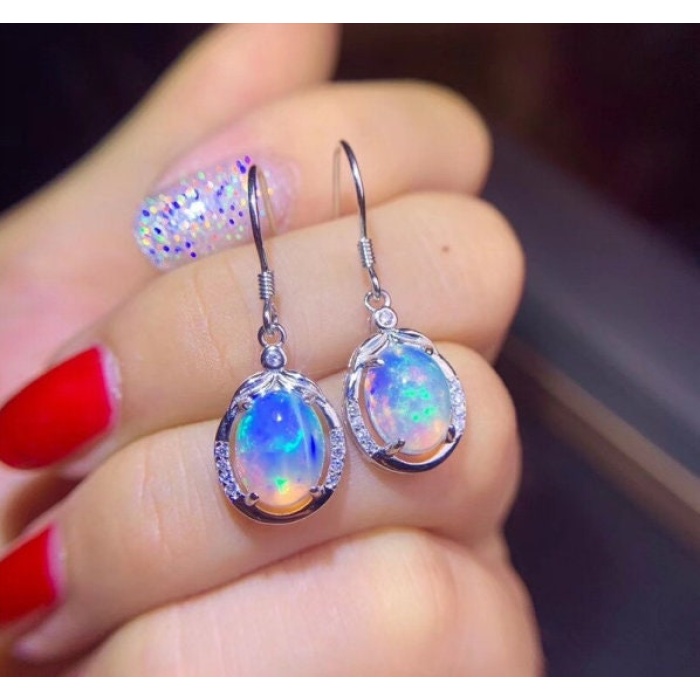 Natural Opal Drop Earrings, 925 Sterling Silver, Opal Drop Earrings, Earrings, Opal Earrings, Luxury Earrings, Oval Stone Earrings | Save 33% - Rajasthan Living 8