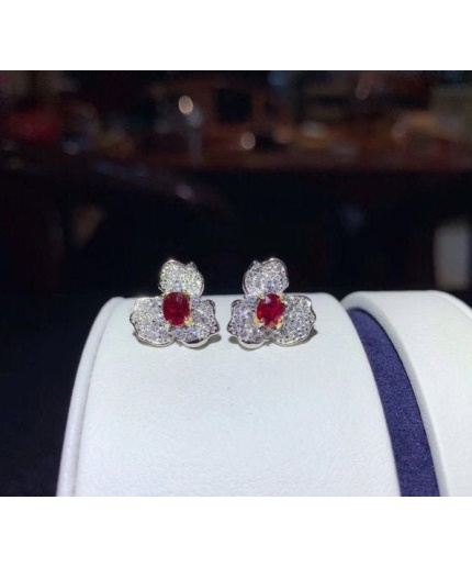 Natural Ruby Stud Earrings, 925 Sterling Silver, Ruby Earrings, Ruby Silver Earrings, Ruby Luxury Earrings, Oval Cut Stone Earrings | Save 33% - Rajasthan Living 5