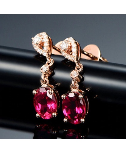 Lab Ruby Drop Earrings, 925 Sterling Silver, Ruby Earrings, Ruby Silver Earrings, Ruby Luxury Earrings, Oval Cut Stone Earrings | Save 33% - Rajasthan Living