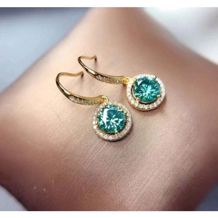 Moissanite Drop Earrings, 925 Sterling Silver, Drop Earrings, Earrings, Moissanite Earrings, Luxury Earrings, Round Cut Stone Earrings | Save 33% - Rajasthan Living 11