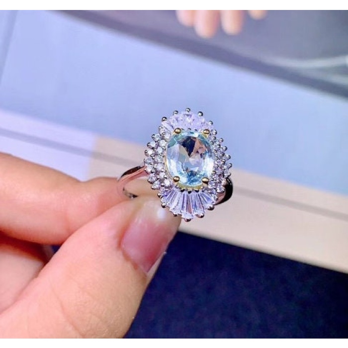 Natural Aquamarine Ring, 925 Sterling Silver, Aquamarine Ring, Engagement Ring, Wedding Ring, Luxury Ring, Ring/Band, Ovel Cut Ring | Save 33% - Rajasthan Living 7