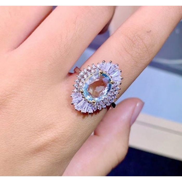 Natural Aquamarine Ring, 925 Sterling Silver, Aquamarine Ring, Engagement Ring, Wedding Ring, Luxury Ring, Ring/Band, Ovel Cut Ring | Save 33% - Rajasthan Living 6