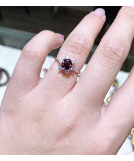 Natural Garnet Ring, 925 Sterling Sliver, Garnet Engagement Ring, Garnet Wedding Ring, Garnet luxury Ring, Ring/Band, Garnet Round cut Ring | Save 33% - Rajasthan Living 3