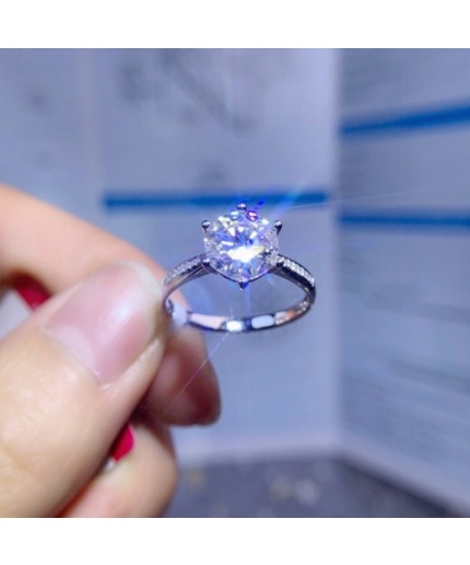 Moissanite Ring, 925 Sterling Silver, 1ct 2ct Moissanite Ring, Engagement Ring, Wedding Ring, Luxury Ring, Ring/Band, Round Cut Ring | Save 33% - Rajasthan Living