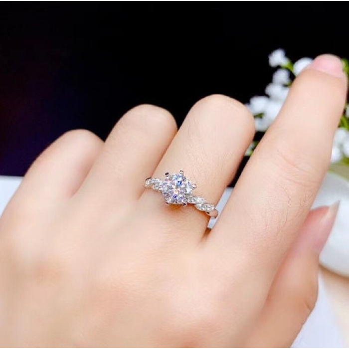 Moissanite Ring, 925 Sterling Silver, 1ct Moissanite Ring, Engagement Ring, Wedding Ring, Luxury Ring, Ring/Band, Round Cut Ring | Save 33% - Rajasthan Living 7