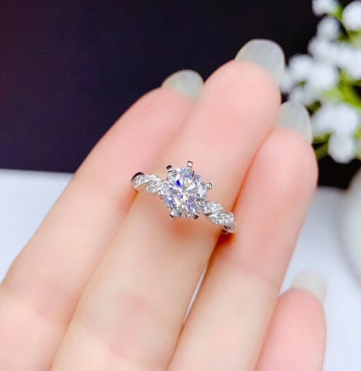 Moissanite Ring, 925 Sterling Silver, 1ct Moissanite Ring, Engagement Ring, Wedding Ring, Luxury Ring, Ring/Band, Round Cut Ring | Save 33% - Rajasthan Living 10