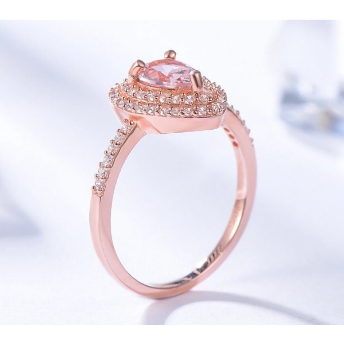 Morganite Woman Ring, Morganite Ring, 925 Sterling Silver Statement Ring, Engagement and Wedding Ring, Luxury Ring, Pear Cut Ring | Save 33% - Rajasthan Living 8