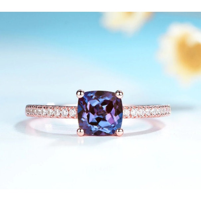 Alexandrite Ring, Woman Ring, 925 Sterling Silver Alexandrite Ring, Statement Ring, Engagement and Wedding Ring, Cushion Cut Ring | Save 33% - Rajasthan Living 5