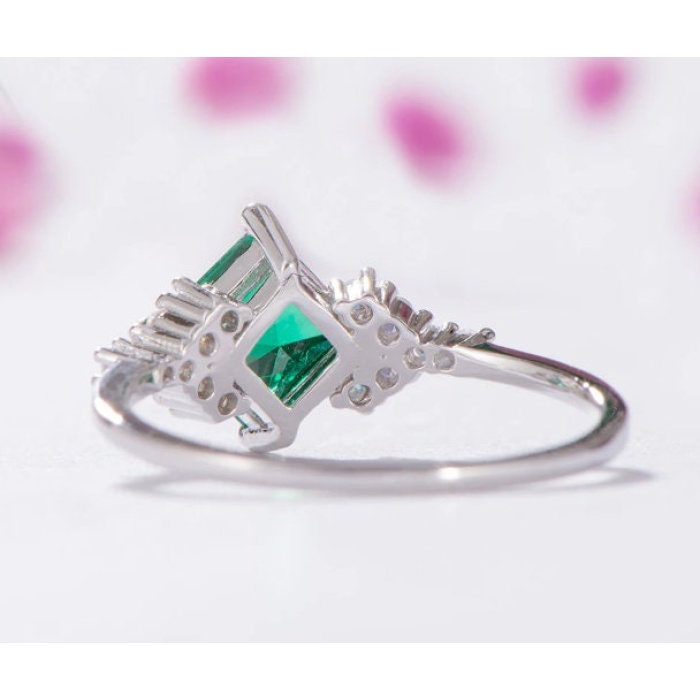 Emerald & Cubic Zirconia Woman Ring, 925 Sterling Silver, Emerald Ring, Statement Ring, Engagement and Wedding Ring, Princess cut Ring | Save 33% - Rajasthan Living 9