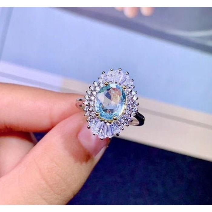 Natural Aquamarine Ring, 925 Sterling Silver, Aquamarine Ring, Engagement Ring, Wedding Ring, Luxury Ring, Ring/Band, Ovel Cut Ring | Save 33% - Rajasthan Living 5