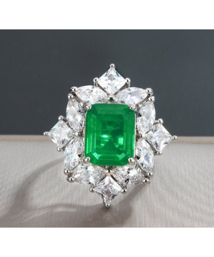 Emerald & Cubic Zirconia Woman Ring, 925 Sterling Silver, Emerald Ring, Statement Ring, Engagement and Wedding Ring, Emerald cut Ring | Save 33% - Rajasthan Living
