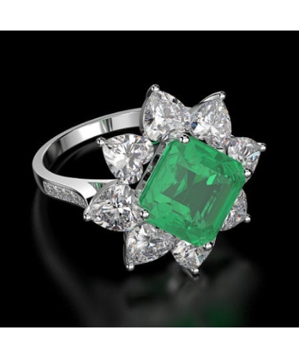 Emerald & Cubic Zirconia Woman Ring, 925 Sterling Silver, Emerald Ring, Statement Ring, Engagement and Wedding Ring, Asscher cut Ring | Save 33% - Rajasthan Living 3