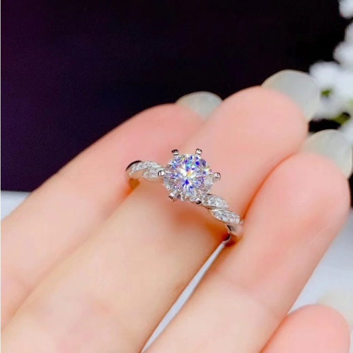 Moissanite Ring, 925 Sterling Silver, 1ct Moissanite Ring, Engagement Ring, Wedding Ring, Luxury Ring, Ring/Band, Round Cut Ring | Save 33% - Rajasthan Living 6