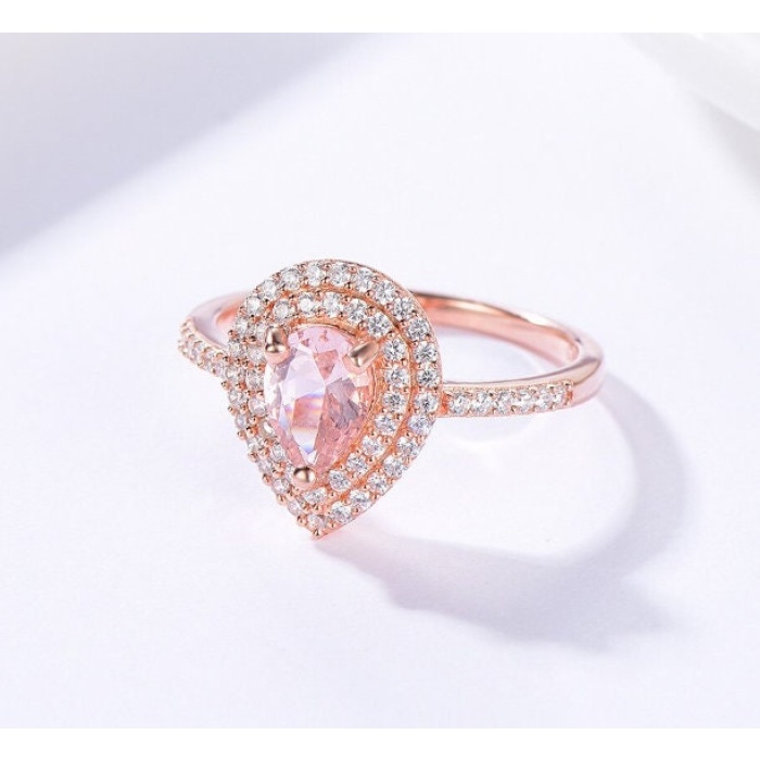Morganite Woman Ring, Morganite Ring, 925 Sterling Silver Statement Ring, Engagement and Wedding Ring, Luxury Ring, Pear Cut Ring | Save 33% - Rajasthan Living 7