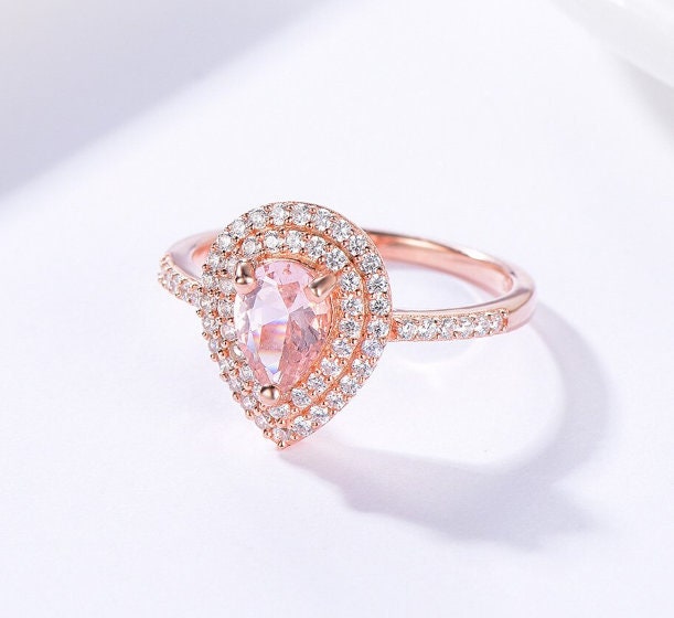 Morganite Woman Ring, Morganite Ring, 925 Sterling Silver Statement Ring, Engagement and Wedding Ring, Luxury Ring, Pear Cut Ring | Save 33% - Rajasthan Living 11