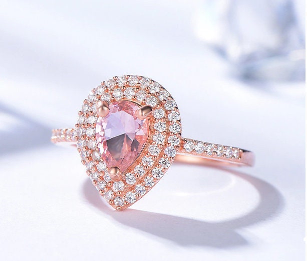 Morganite Woman Ring, Morganite Ring, 925 Sterling Silver Statement Ring, Engagement and Wedding Ring, Luxury Ring, Pear Cut Ring | Save 33% - Rajasthan Living 9