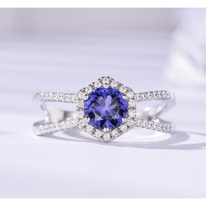 Tanzanite Ring, 925 Sterling Silver Engagement Ring, Weddingman Ring, C Ring, Tanzanite Ring, luxury Ring, soliture Ring, Round cut Ring | Save 33% - Rajasthan Living 5