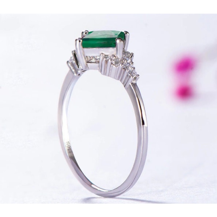 Emerald & Cubic Zirconia Woman Ring, 925 Sterling Silver, Emerald Ring, Statement Ring, Engagement and Wedding Ring, Princess cut Ring | Save 33% - Rajasthan Living 7