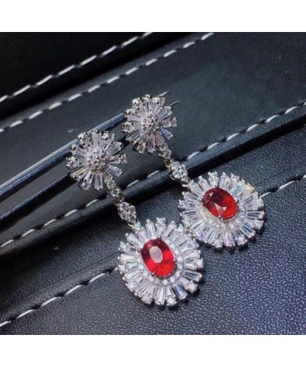 Natural Ruby Drop Earrings, 925 Sterling Silver, Ruby Earrings, Ruby Silver Earrings, Ruby Luxury Earrings, Oval Cut Stone Earrings | Save 33% - Rajasthan Living 3