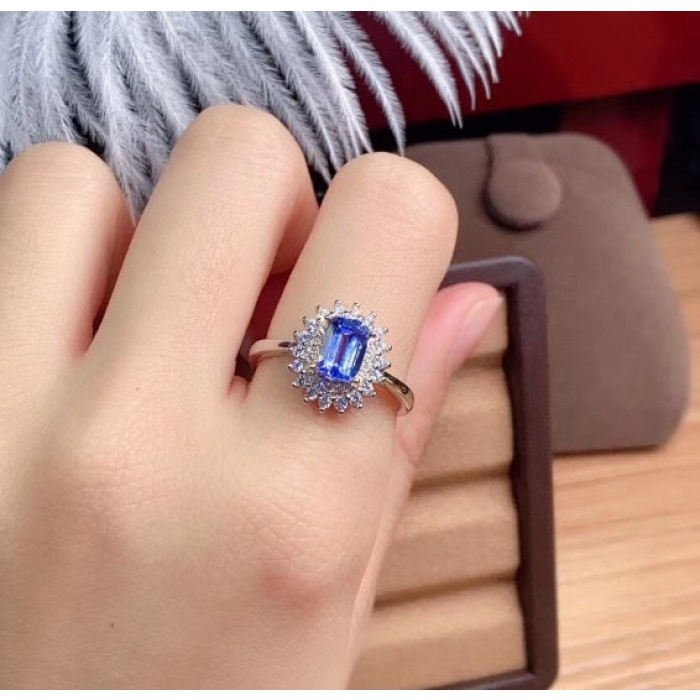 Natural Tanzanite Ring, 925 Sterling Sliver Engagement Ring, Tanzanite Ring, Wedding Ring, luxury Ring, soliture Ring, Emerald cut Ring | Save 33% - Rajasthan Living 6