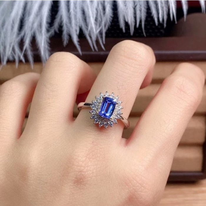 Natural Tanzanite Ring, 925 Sterling Sliver Engagement Ring, Tanzanite Ring, Wedding Ring, luxury Ring, soliture Ring, Emerald cut Ring | Save 33% - Rajasthan Living 8