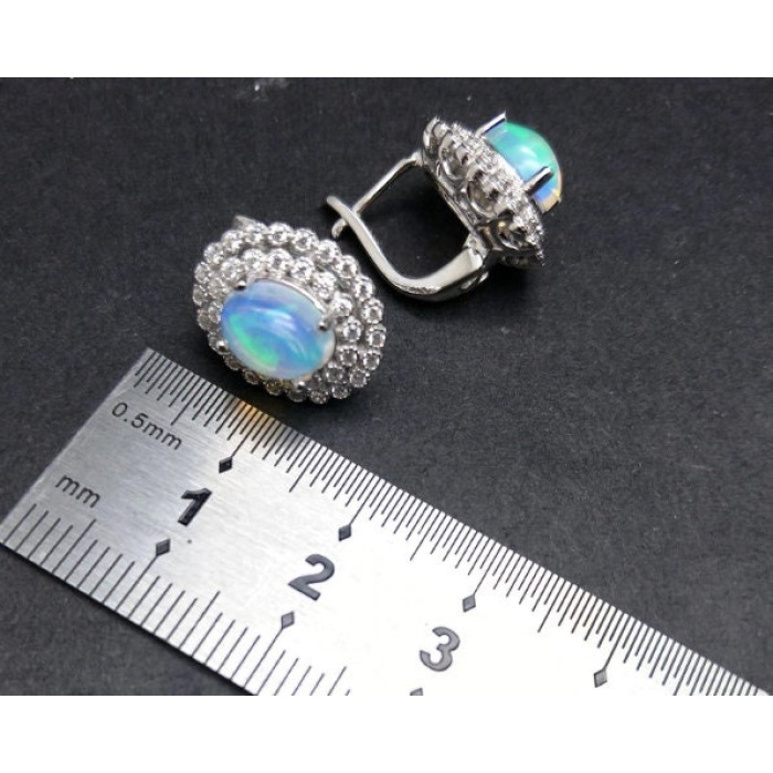 Natural Opal Studs Earrings, 925 Sterling Silver, Opal Studs Earrings, Earrings, Opal Earrings, Luxury Earrings, Oval Stone Earrings | Save 33% - Rajasthan Living 10