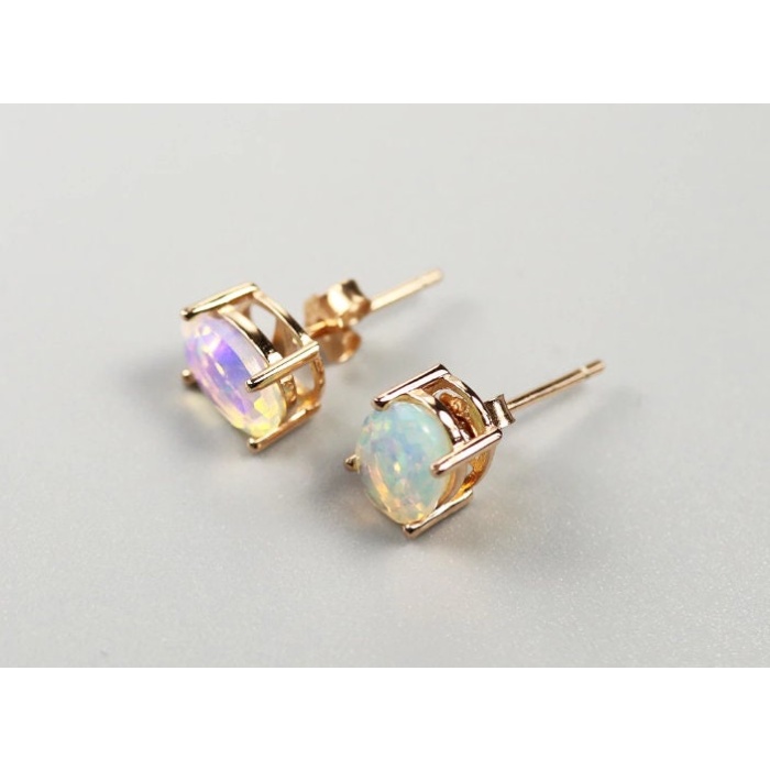 Natural Opal Studs Earrings, 925 Sterling Silver, Opal Studs Earrings, Earrings, Opal Earrings, Luxury Earrings, Oval Cut Stone Earrings | Save 33% - Rajasthan Living 8