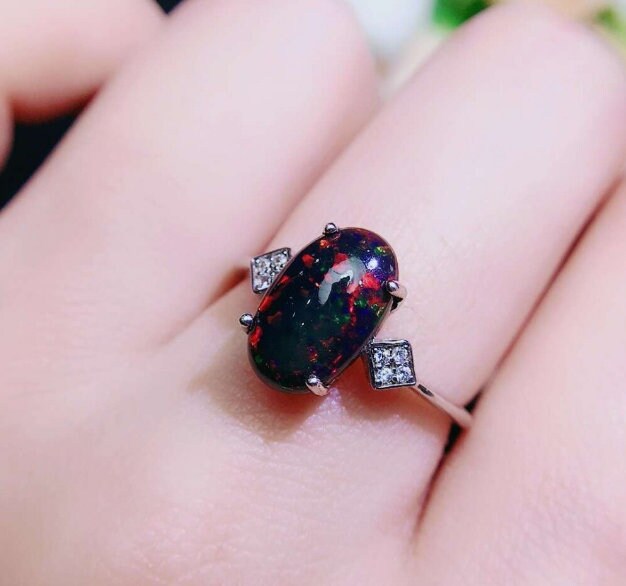 Natural Black Opal Ring,925 Sterling Silver,Engagement Ring, Wedding Ring, Luxury Ring, Ring/Band | Save 33% - Rajasthan Living 10