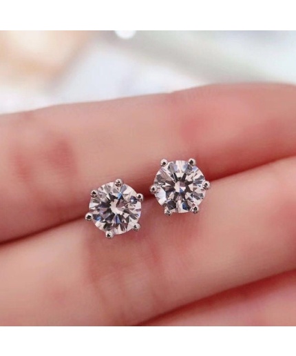 Moissanite Studs Earrings, 925 Sterling Silver , Studs Earrings, Earrings, Moissanite Earrings, Luxury Earrings, Round Cut | Save 33% - Rajasthan Living 3