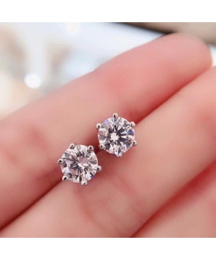 Moissanite Studs Earrings, 925 Sterling Silver , Studs Earrings, Earrings, Moissanite Earrings, Luxury Earrings, Round Cut | Save 33% - Rajasthan Living