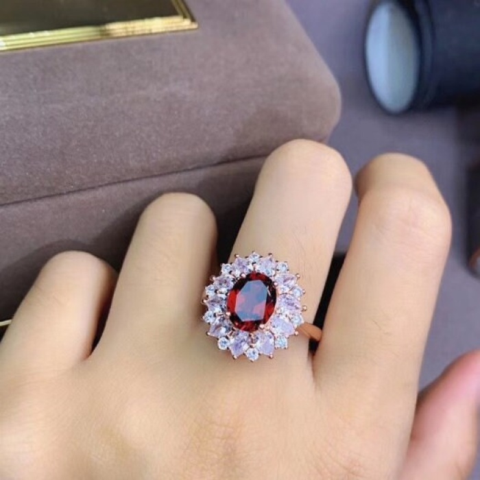 Natural Garnet Ring, 925 Sterling Sliver, Garnet Engagement Ring, Garnet Wedding Ring, Garnet luxury Ring, Ring/Band, Garnet Oval cut Ring | Save 33% - Rajasthan Living 7