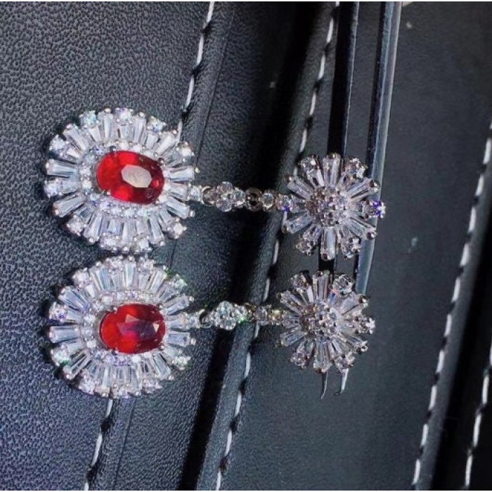 Natural Ruby Drop Earrings, 925 Sterling Silver, Ruby Earrings, Ruby Silver Earrings, Ruby Luxury Earrings, Oval Cut Stone Earrings | Save 33% - Rajasthan Living 9