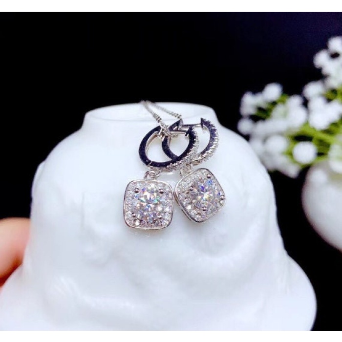 Moissanite Drop Earrings, 925 Sterling Silver, Drop Earrings, Earrings, Moissanite Earrings, Luxury Earrings, Round Cut Stone Earrings | Save 33% - Rajasthan Living 8