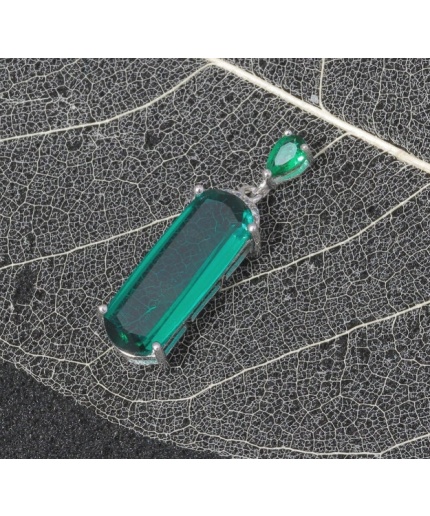 Emerald Pendant, Engagement Pendent, Sapphire Silver Pendent, Woman Pendant, Pendant Necklace, Luxury Pendent, Baguette Cut Pendent | Save 33% - Rajasthan Living
