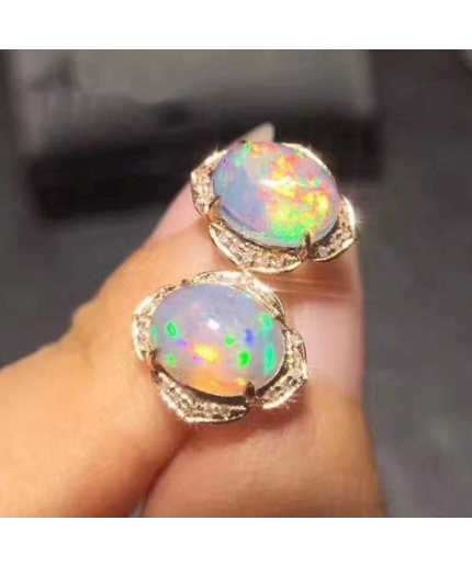 Natural Opal Studs Earrings, 925 Sterling Silver, Opal Studs Earrings, Earrings, Opal Earrings, Luxury Earrings, Oval Stone Earrings | Save 33% - Rajasthan Living 3