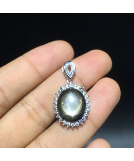 Star Sapphire Pendant, Engagement Pendent, Sapphire Silver Pendent, Woman Pendant, Luxury Pendent, Oval Cabochon Pendent | Save 33% - Rajasthan Living