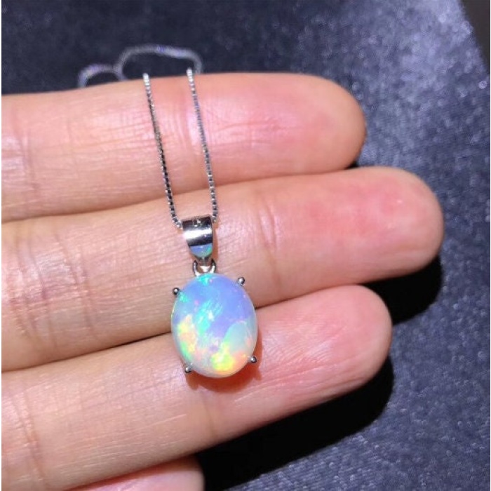 Natural Fire Opal Pendant, Engagement Pendent, Fire Opal Silver Pendent, Woman Pendant, Pendant Necklace, Luxury Pendent, Oval Pendent | Save 33% - Rajasthan Living 7