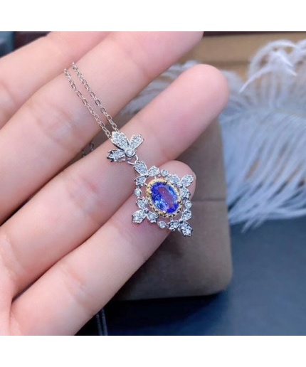 Natural Tanzanite Pendant, Engagement Pendent, Tanzanite Silver Pendent, Woman Pendant, Pendant Necklace, Luxury Pendent, Oval Cut Pendent | Save 33% - Rajasthan Living 3