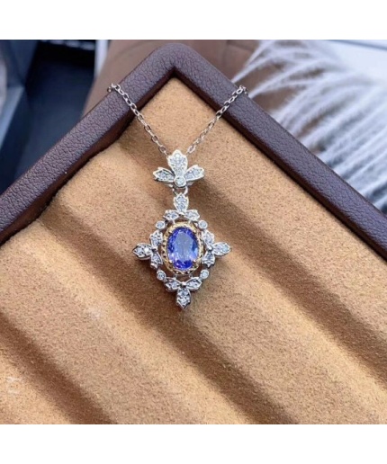 Natural Tanzanite Pendant, Engagement Pendent, Tanzanite Silver Pendent, Woman Pendant, Pendant Necklace, Luxury Pendent, Oval Cut Pendent | Save 33% - Rajasthan Living