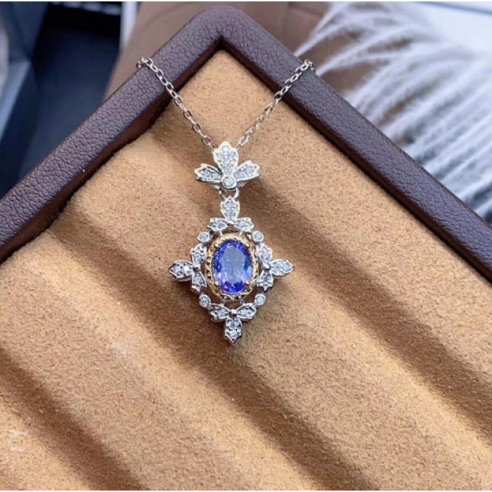 Natural Tanzanite Pendant, Engagement Pendent, Tanzanite Silver Pendent, Woman Pendant, Pendant Necklace, Luxury Pendent, Oval Cut Pendent | Save 33% - Rajasthan Living 5