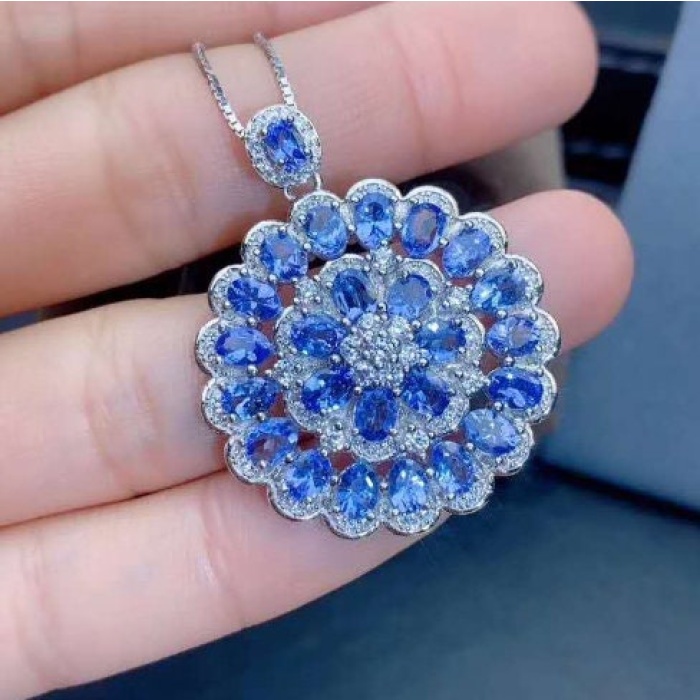 Natural Tanzanite Pendant, Engagement Pendent, Tanzanite Silver Pendent, Woman Pendant, Pendant Necklace, Luxury Pendent, Oval Cut Pendent | Save 33% - Rajasthan Living 6