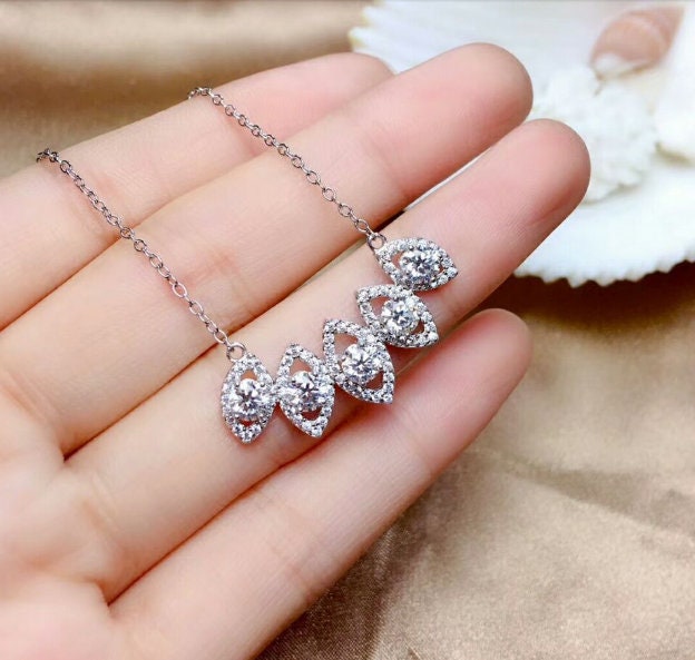 Moissanite Pendant, Engagement Pendent, Moissanite Silver Pendent, Woman Pendant, Pendant Necklace, Luxury Pendent, Round Cut Pendent | Save 33% - Rajasthan Living 10