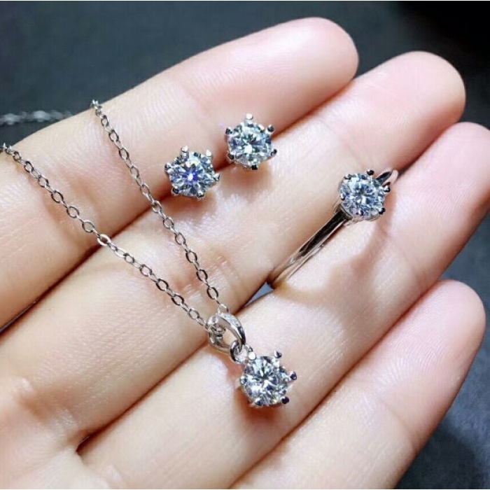 Natural Moissanite Jewelry Set, Engagement Ring, Moissanite Jewelry, Women Pendant, Moissanite Necklace, Luxury Pendant, Round Cut Stone | Save 33% - Rajasthan Living 9